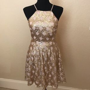 Lulus sequin/gold cocktail dress